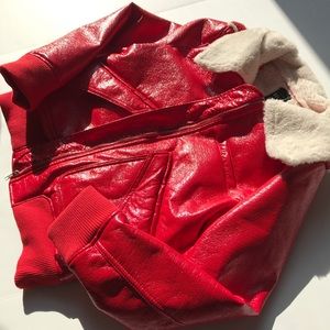 BELLE VERE Red Vegan Aviator Bomber