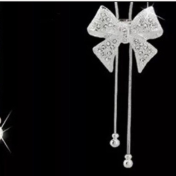 Crystal Rhinestone Bowknot Long Pendant. - Picture 3 of 4