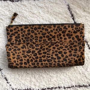 Leopard fold over clutch