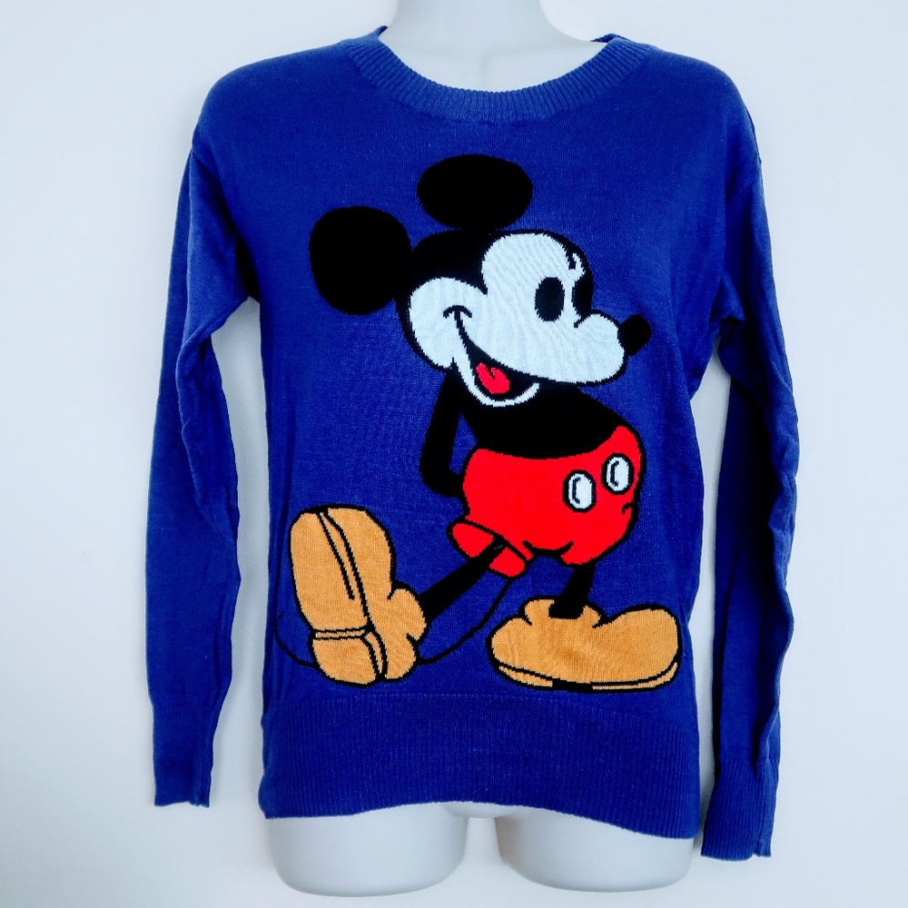 Cobalt Blue Mickey Mouse Knitted Sweater Size S