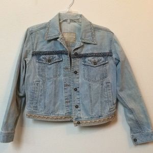 Vintage Cropped floral trim embroidered  jacket