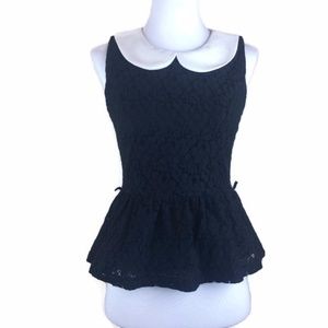 SOLD Hearts Lace Peplum Top Peter Pan Collar