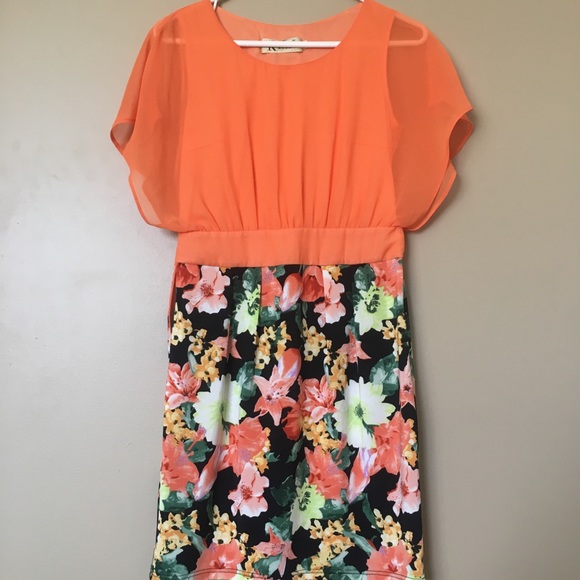 Orange Floral Day Dress - Picture 2 of 5