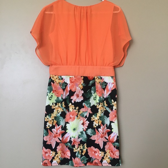 Orange Floral Day Dress - Picture 3 of 5