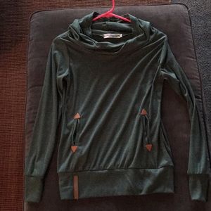 Olive green cowl neck fitted sweater