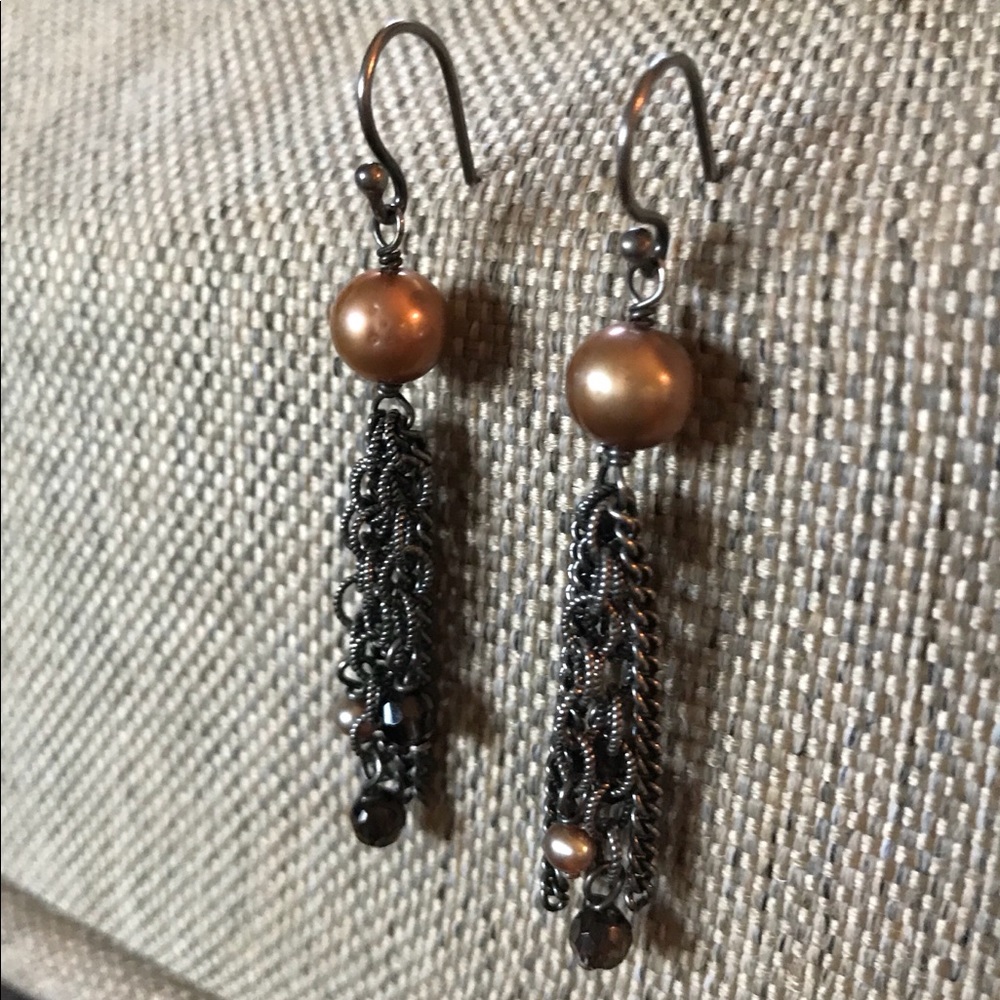 Silpada Sterling Silver Copper Pearl Earrings