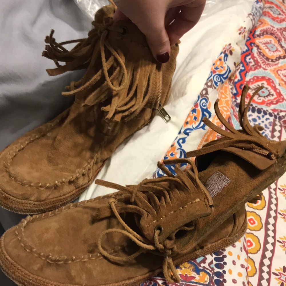 Ugg fringe zip booties