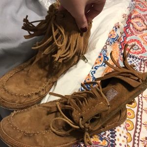 Ugg fringe zip booties