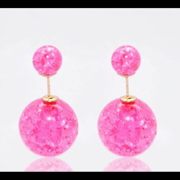 jmeyersray Jewelry - ☀️ Pink "Crackled" Double Ball Stud Earrings