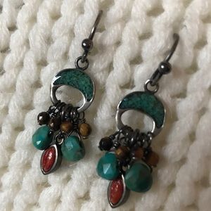Silpada Silver Turquoise & Coral Earrings
