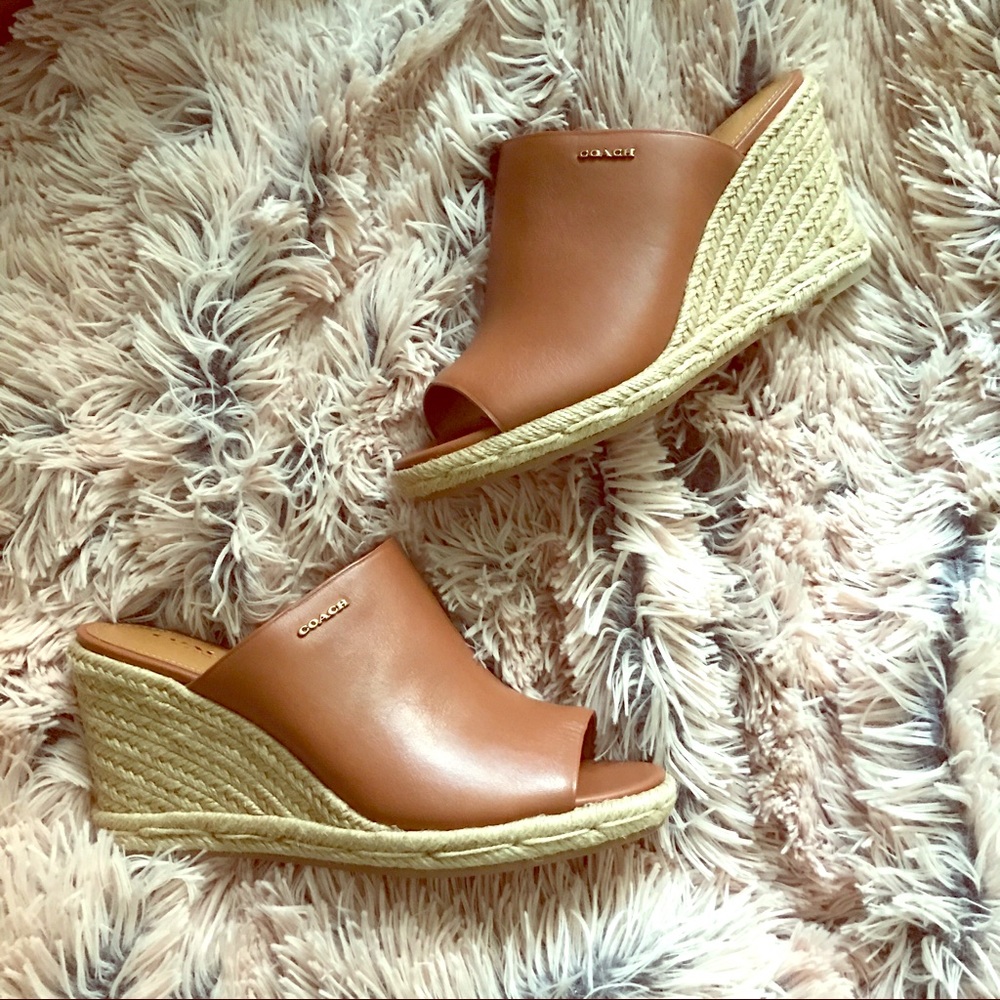 COACH Gayle Espadrille Wedge Sandal, 7 in Saddle