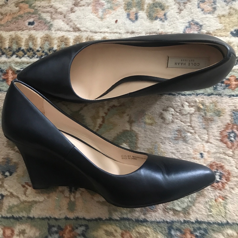 Cole Haan Almond Toe Wedge—navy shimmer