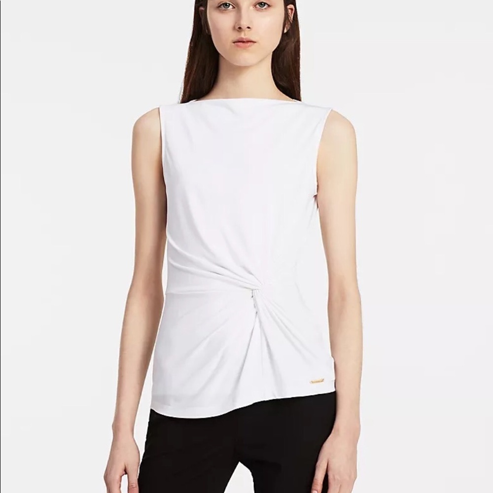 NWT Calvin Klein Women White Side Rouched Top S