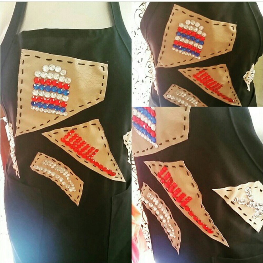 Barber Aprons Leather Patches & Crystals