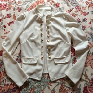 White Cotton Cropped Blazer