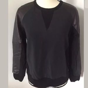 Rag & Bone Lamb Leather Kent Sweater Medium Black