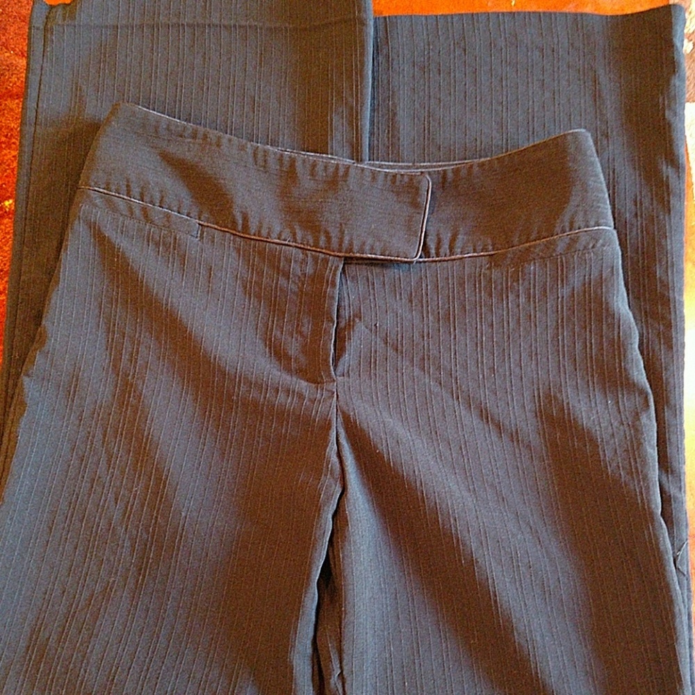 Black textured pinstripe dress pants