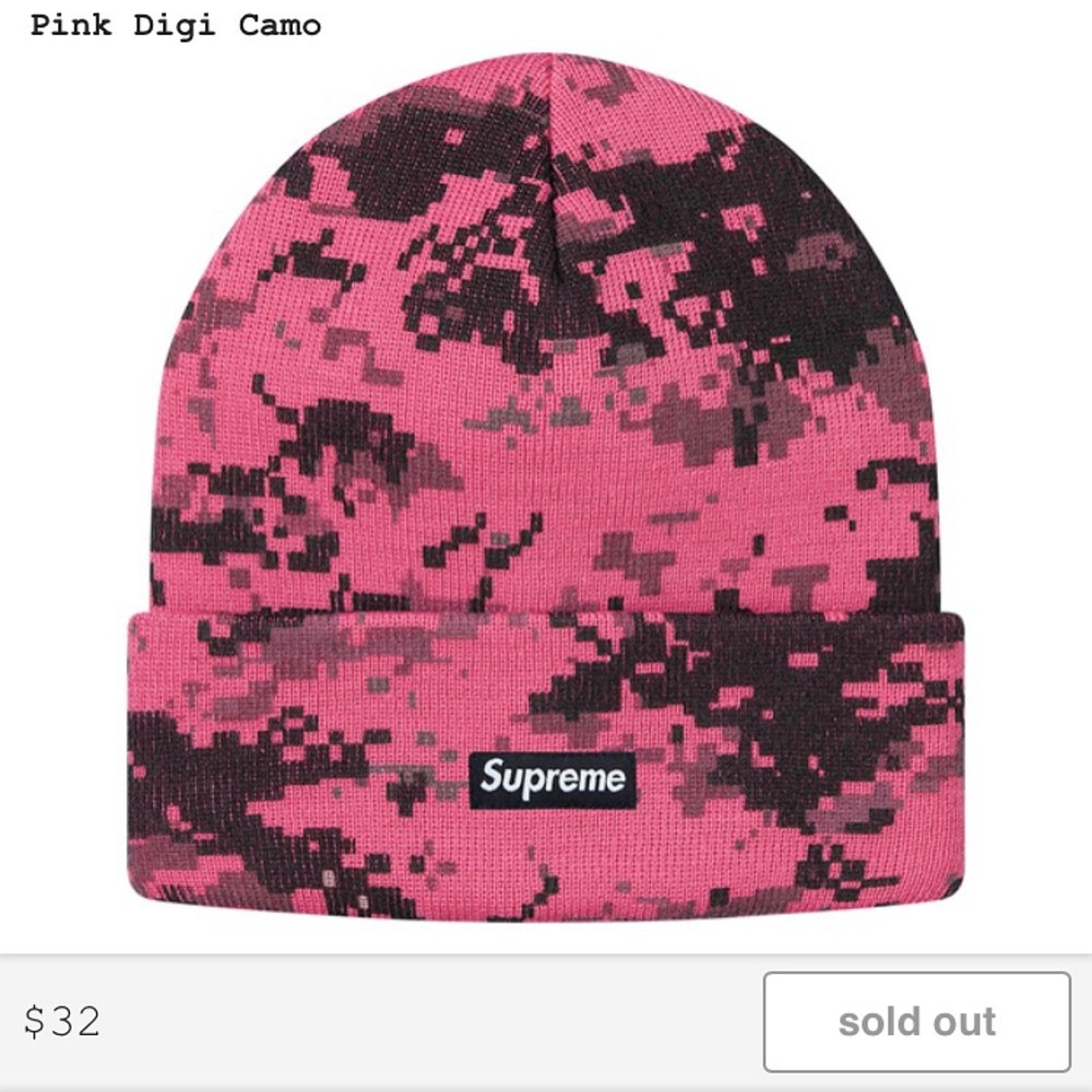 Supreme pink digi camo beanie