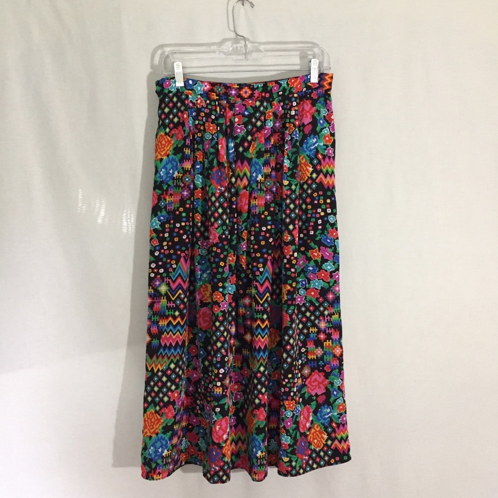 Vintage Malia Honolulu Pleated A-line Midi Skirt