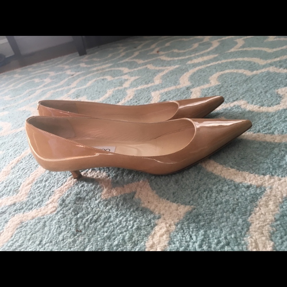Jimmy Choo Nude Patent Leather Heels 37 EUC