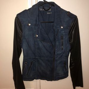 Jean and leather jacket