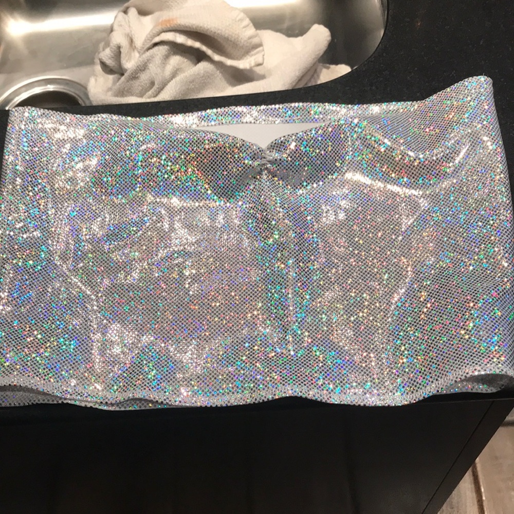 Silver metallic tube top