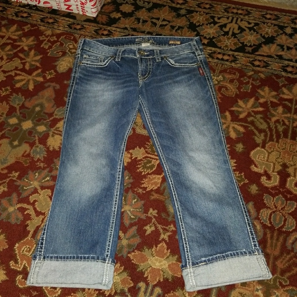 Size 29 Frances Capri Silver jeans