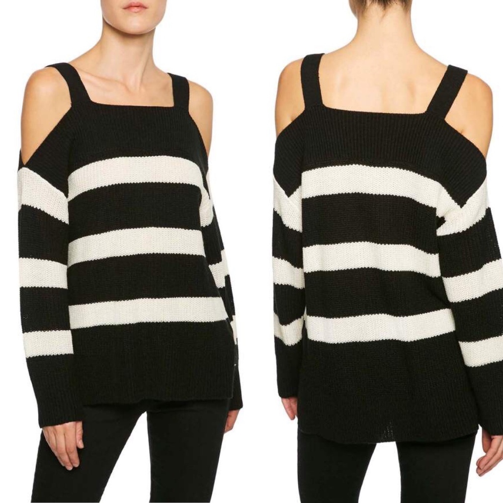 Sanctuary Amelie Stripe Cold Shoulder Sweater