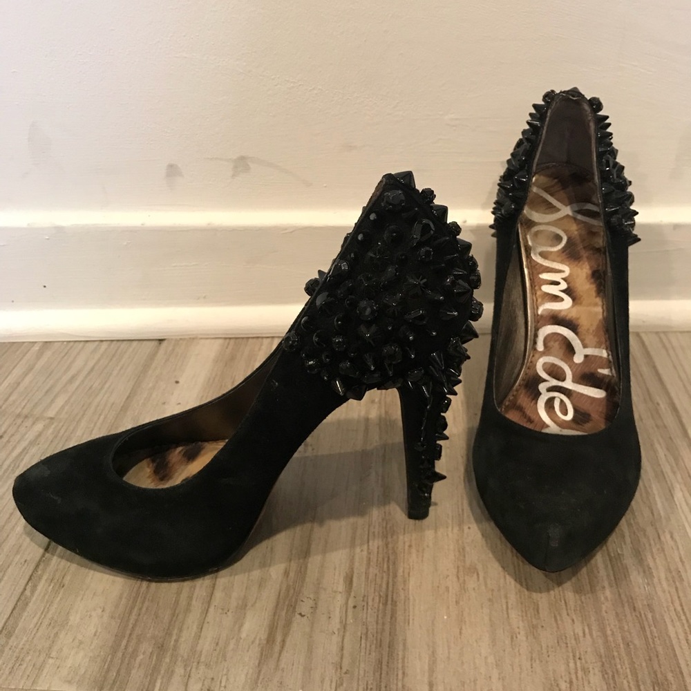 Sam Edelman Black Suede Studded Heels