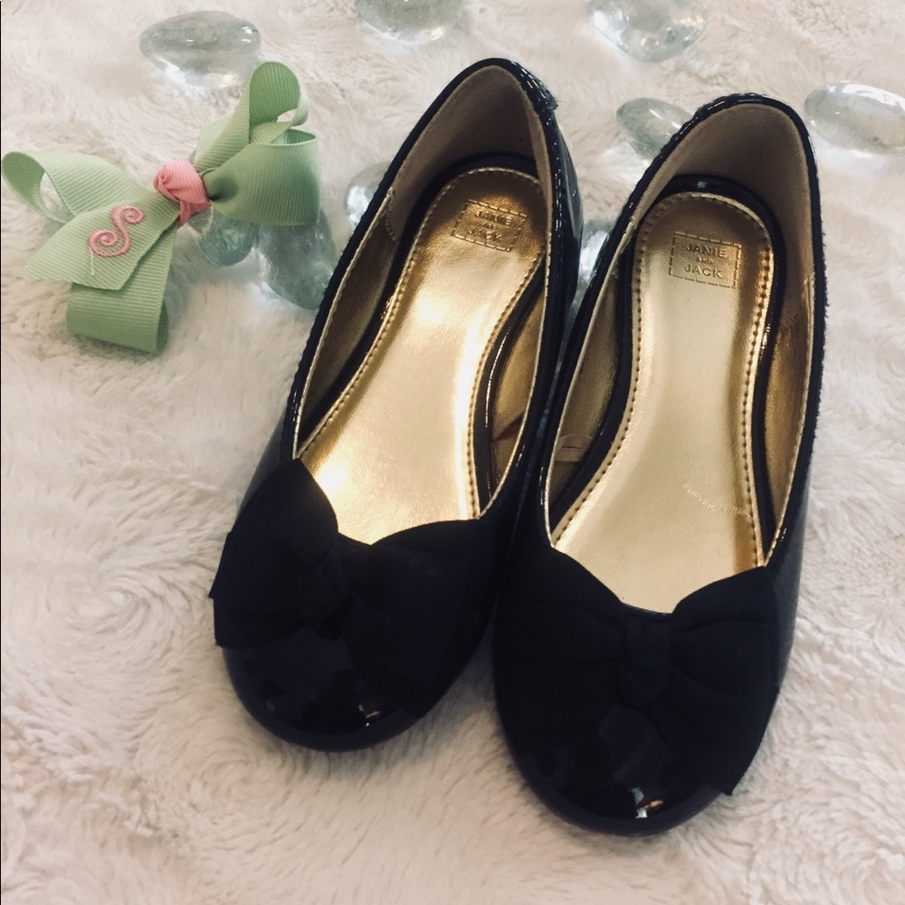 Janie and Jack Black Patent Leather Bow Flats