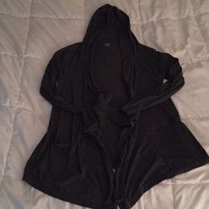 a.n.a Sweaters - Dark Gray Hooded Draped Cardigan w/Pockets a.n.a Sweaters - Dark Gray Hooded Draped Cardigan w/Pockets