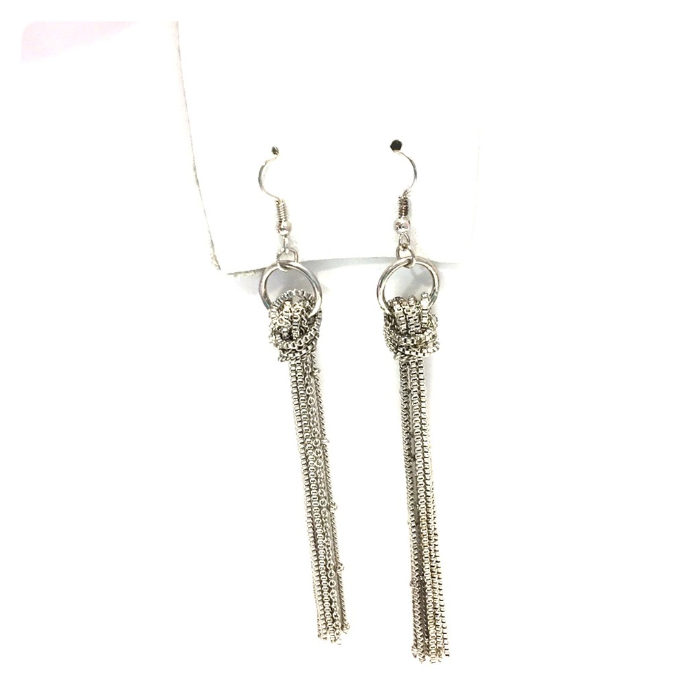 Urban Outfitters Silver Knotted Tassel Earrings - Picture 5 of 6