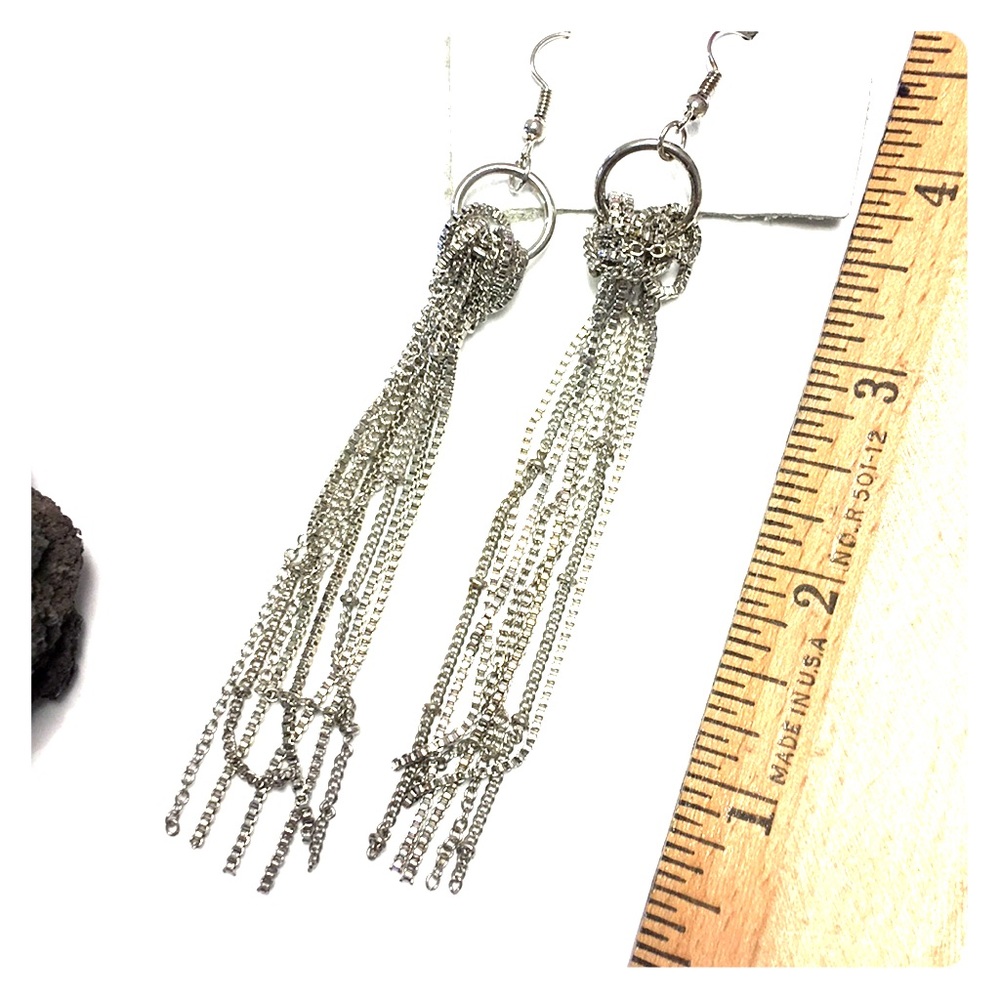 Urban Outfitters Silver Knotted Tassel Earrings - Picture 6 of 6