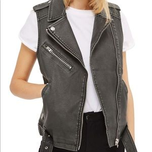 Topshop faux leather biker vest