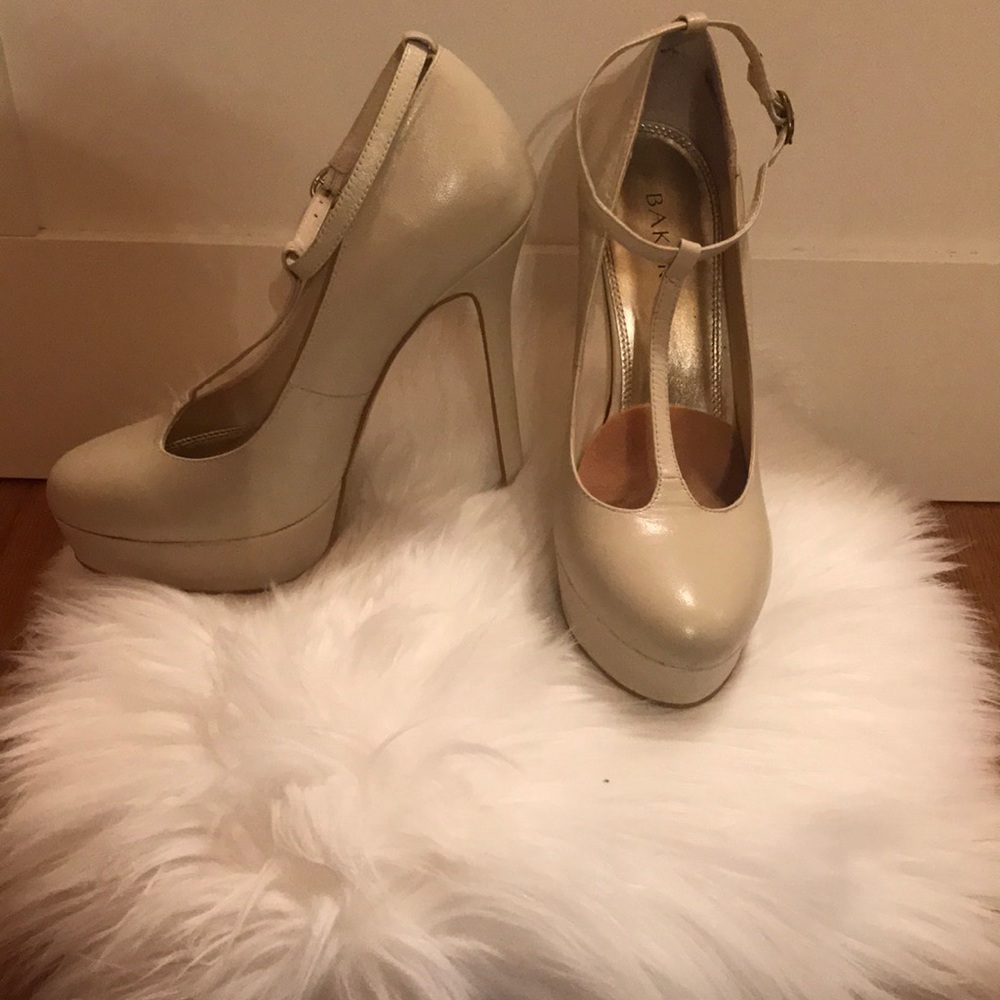 Cream platform heels