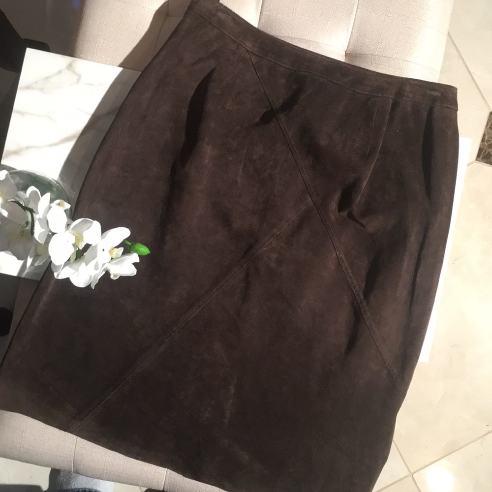 100% leather brown Kate hill size 8P skirt