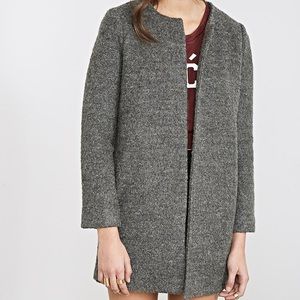 Forever 21 Women's Gray Collarless Boucle Coat