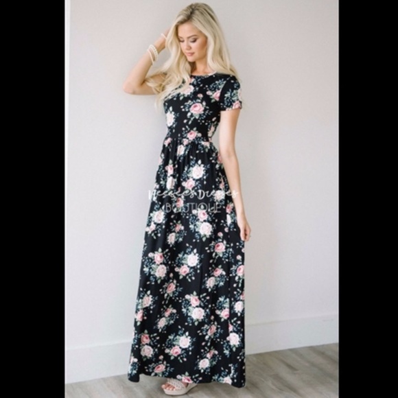 Neese's Dresses Dresses & Skirts - Black Floral Maxi