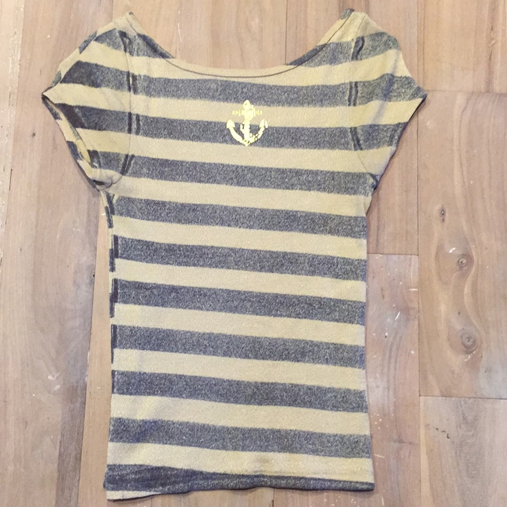 Michael Stars Black & Gold Stripe Anchor T