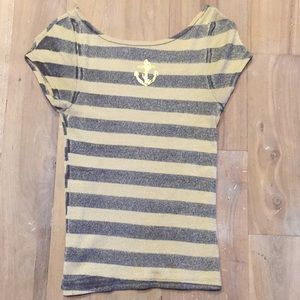 Michael Stars Black & Gold Stripe Anchor T