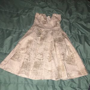 Deep neck strapless dress