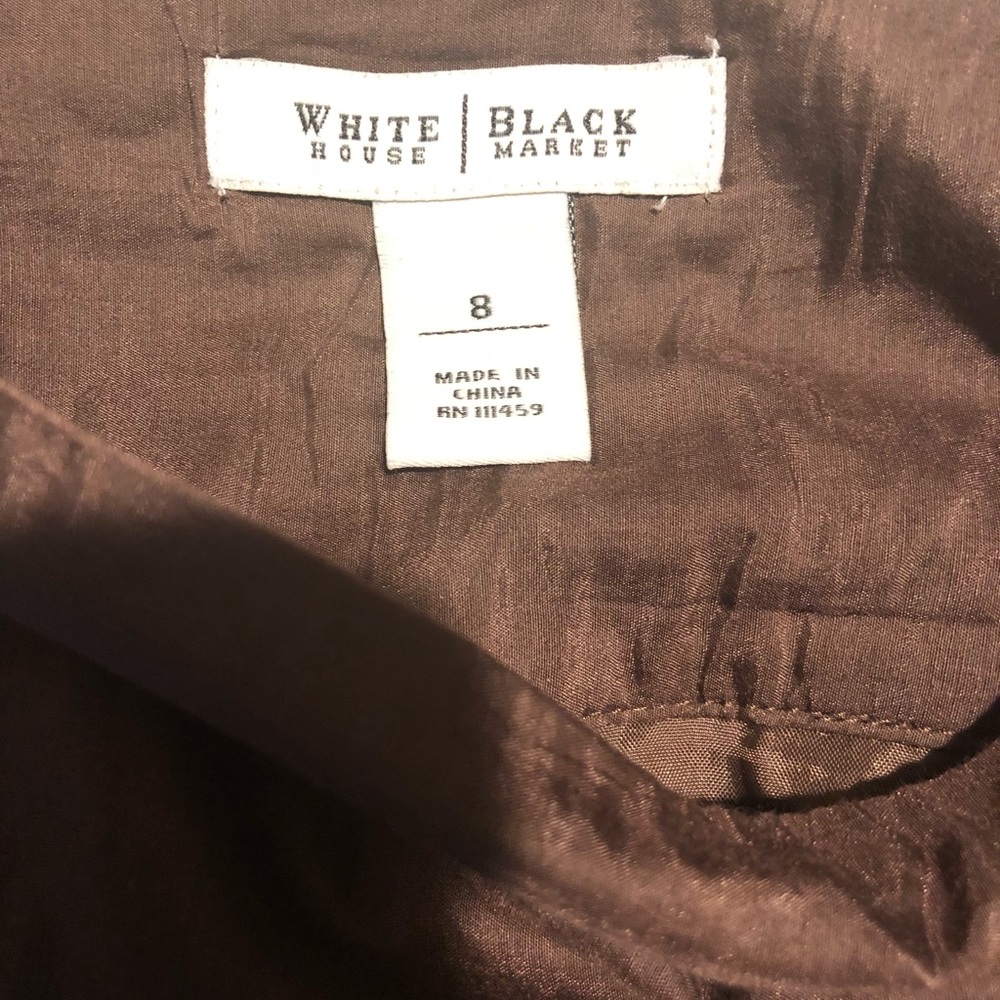 White House Black Market Brown A-line Silk Skirt - Picture 6 of 8