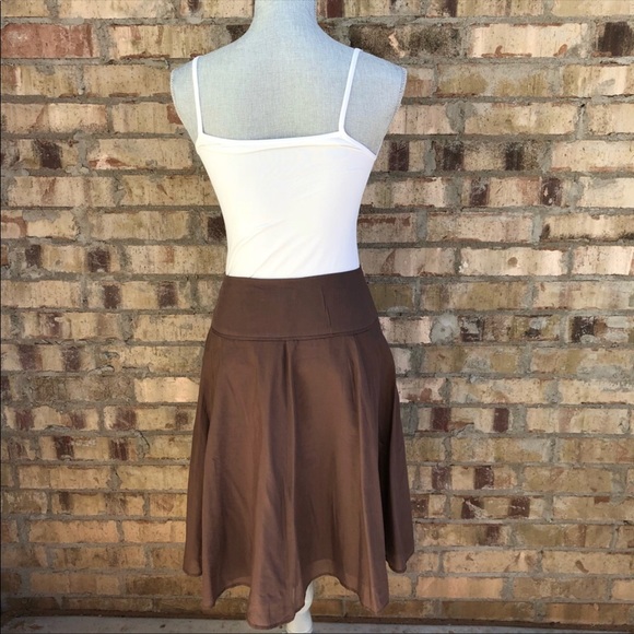 White House Black Market Brown A-line Silk Skirt - Picture 3 of 8