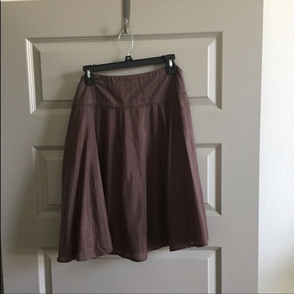 White House Black Market Brown A-line Silk Skirt - Picture 4 of 8