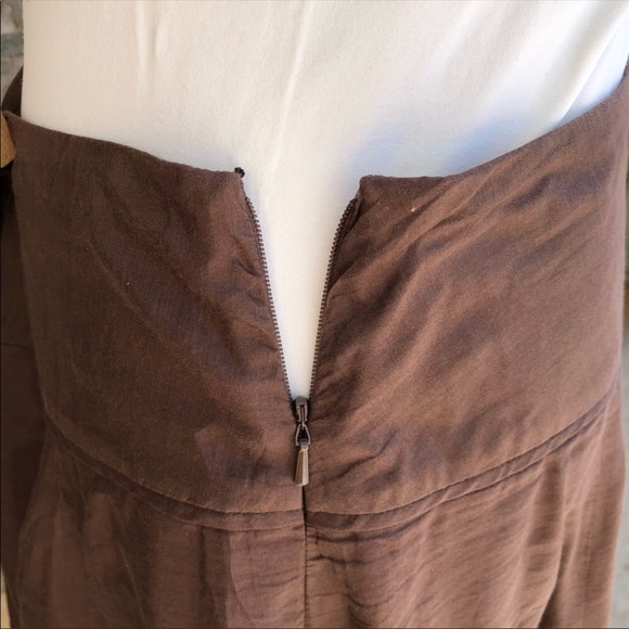 White House Black Market Brown A-line Silk Skirt - Picture 5 of 8