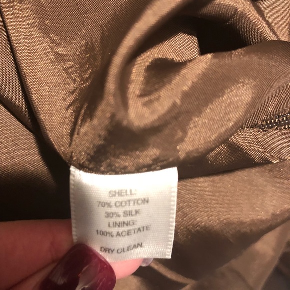 White House Black Market Brown A-line Silk Skirt - Picture 7 of 8