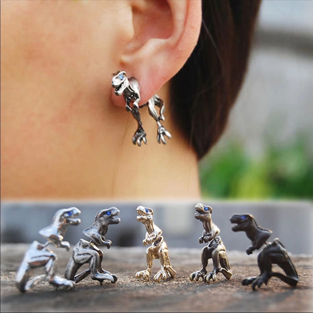 Gold Dinosaur Earrings