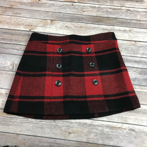 GAP Dresses & Skirts - GAP Red and Black Wool Mini Skirt Size 0