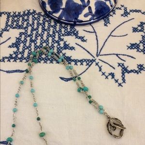 Handmade silver and turquoise floral necklace
