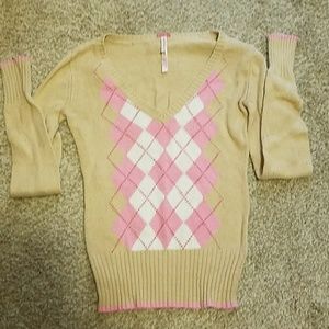 Aeropostale argyle tan v-neck sweater